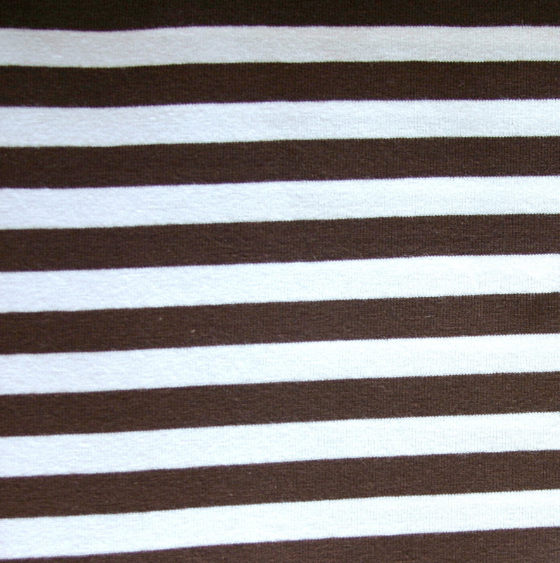 Cotton Lycra Knit Brown and White 3/8" Stripe 24" Remnant