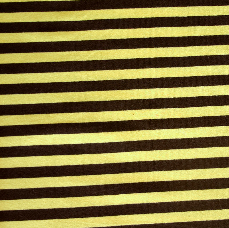 Cotton Lycra Knit Fabric Brown and Yellow 3/8 Stripe