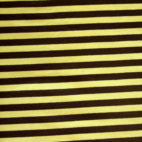 Cotton Lycra Knit Fabric Brown and Yellow 3/8 Stripe