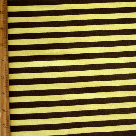 Cotton Lycra Knit Fabric Brown and Yellow 3/8 Stripe