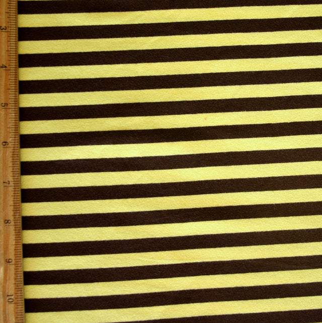 Cotton Lycra Knit Fabric Brown and Yellow 3/8 Stripe