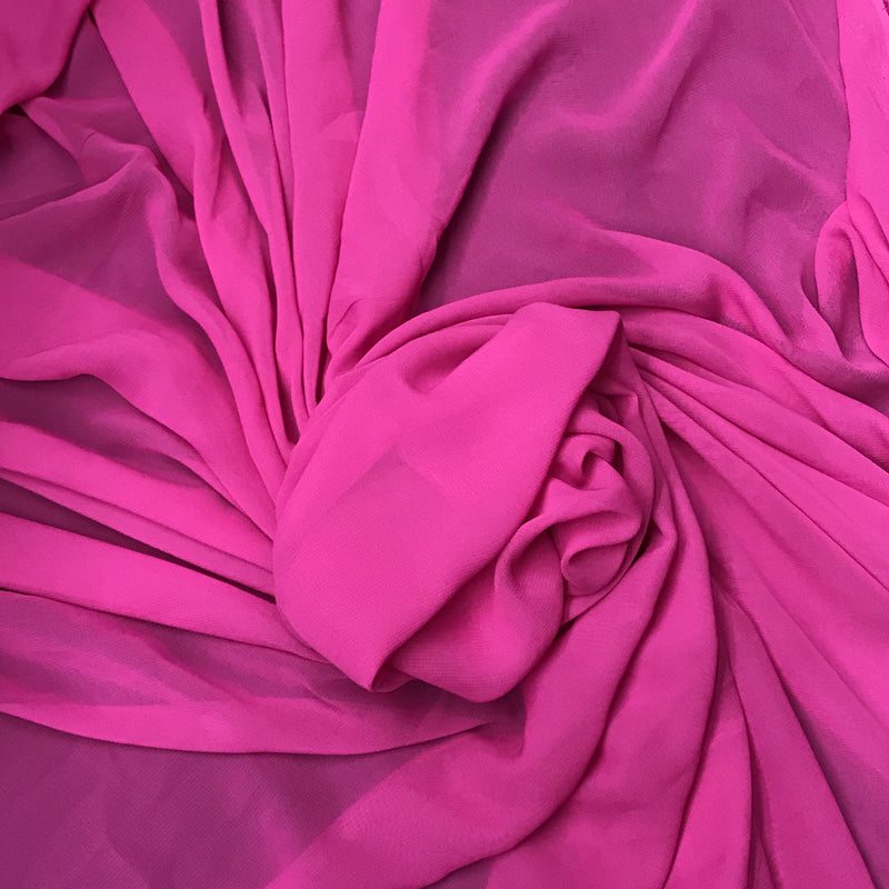 Bright Fuchsia Polyester Chiffon Fabric - Bright Fuchsia, Sheer, 59"-60" Width (1 Yard)