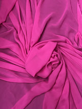 Bright Fuchsia Polyester Chiffon Fabric - Bright Fuchsia, Sheer, 59"-60" Width (1 Yard)