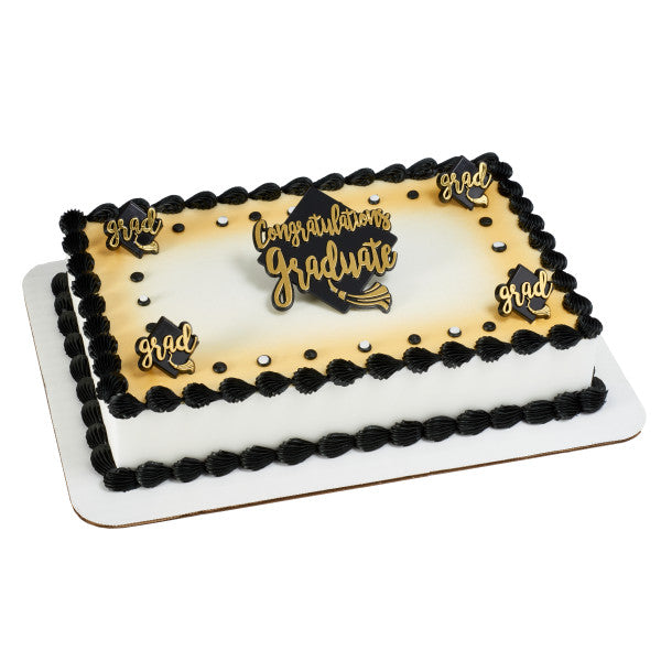 Graduation cupcake ring toppers SILVER Grad hats - 12 Silver count (Copy)