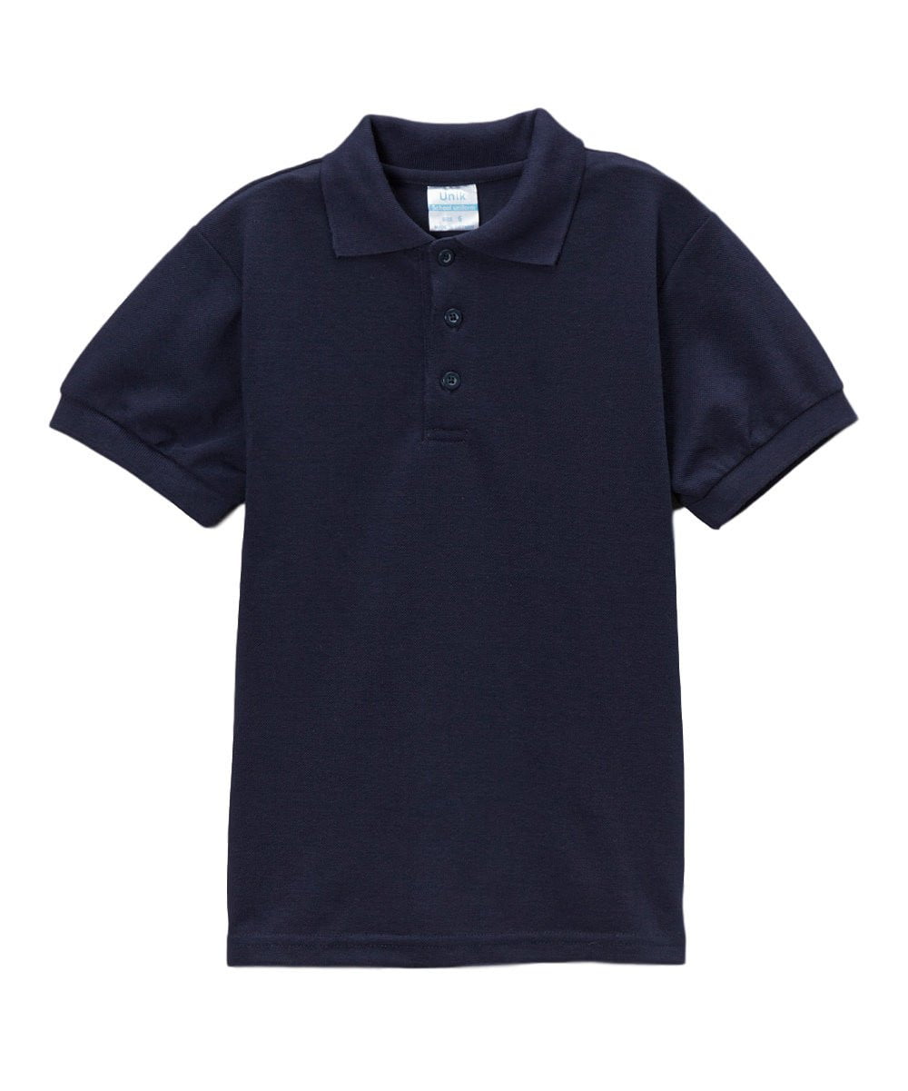 Boys Uniform Polo Shirt Cotton Polyester Fabric - Sky Blue, Pique, Ribbed Collar And Sleeve, Sizes 5-18