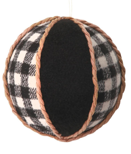 4” Country Check Fabric Ball Ornament