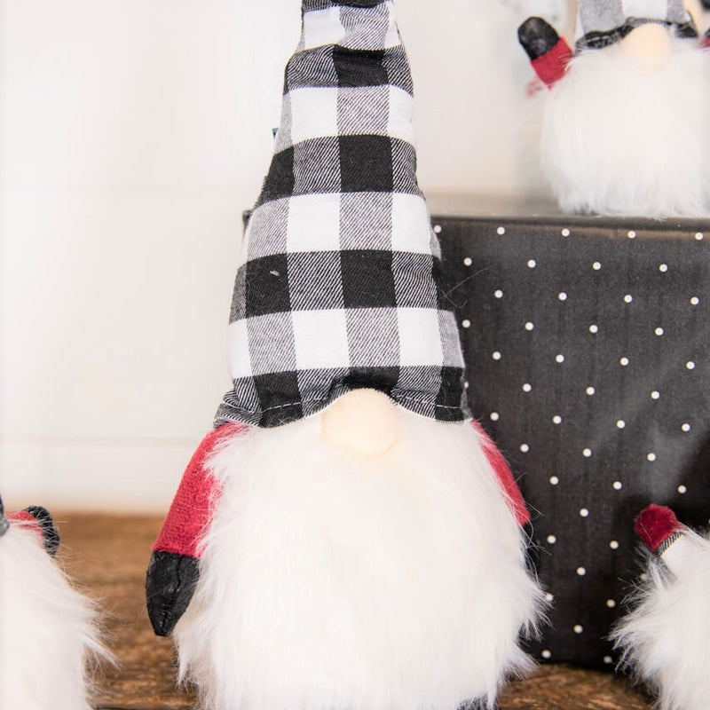 9 Inch Country Buffalo Check Gnome Decorative Holiday Figure
