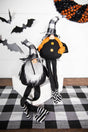 22” Fabric Halloween Buffalo Check Gnome Shelf Sitter