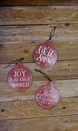 8.6 Inch Metal Buffalo Check Christmas Ornament
