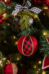 4” Red and Black Buffalo Check Ball Christmas Ornaments