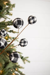 25” Black & White Buffalo Check Plaid Ball Spray