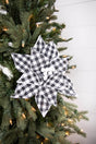 22” x 10.5" Black and White Plaid Poinsettia Stem with White Berries