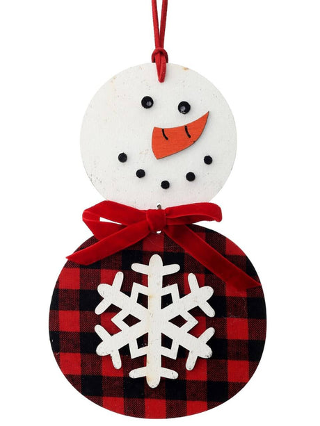 7” Buffalo Check Snowflake Snowman Ornament