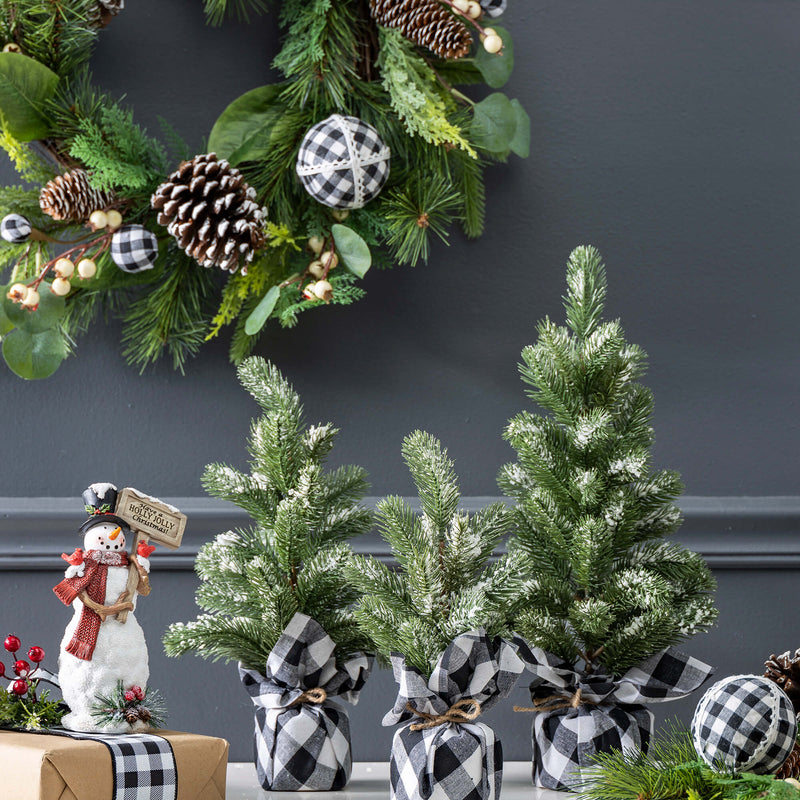 Pine Tree With Plaid Fabric - Small