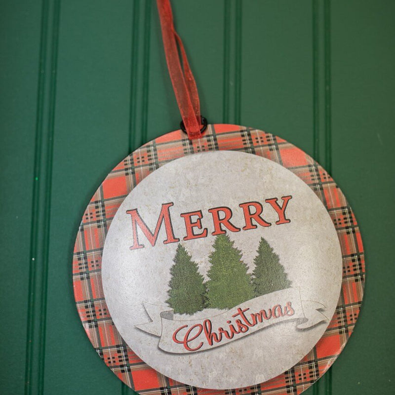 6.6 Inch Buffalo Plaid Metal Christmas Ornaments Decorative Hanging Ornaments