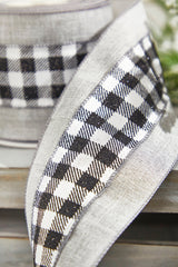 4” x 10 Yard Metallic Check Solid Edge Wired Ribbon