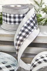 4 Inch x 10 Yard Metallic Check Wired Ribbon Christmas Decor