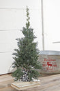 24" Plastic Cedar Tree in Black & White Buffalo Fabric Bucket
