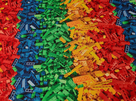 Quilting Cotton Rainbow Building Blocks Novelty Fabric