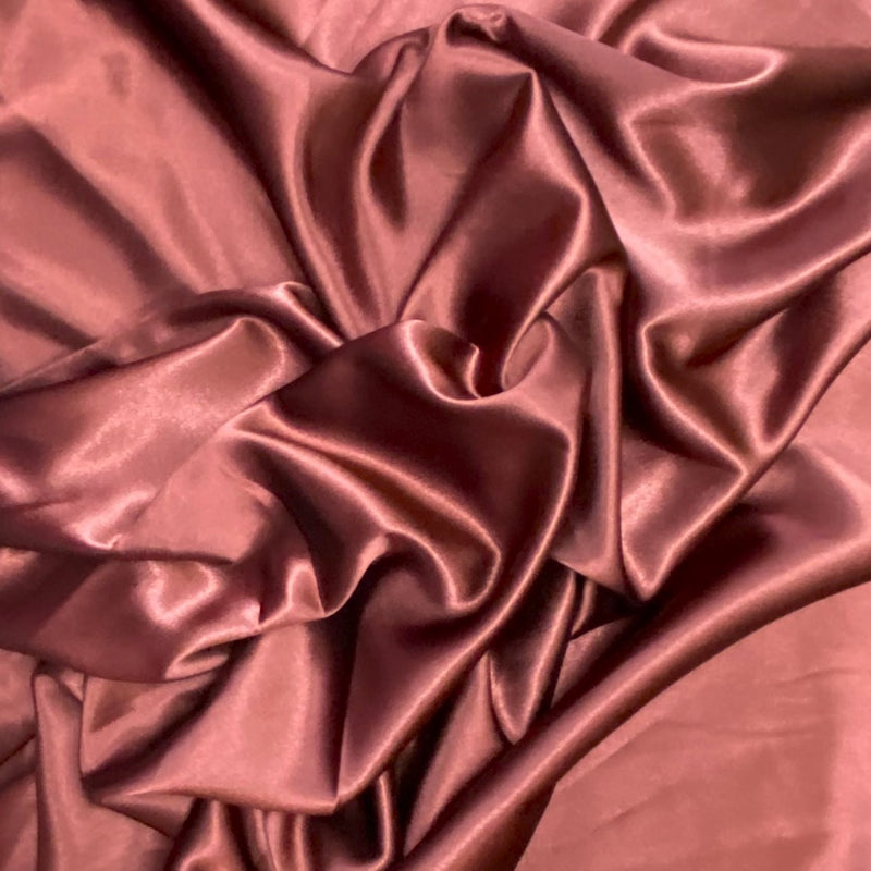 Crepe Satin Polyester Fabric - Burgundy, Shiny, 58" Width (1 Yard)
