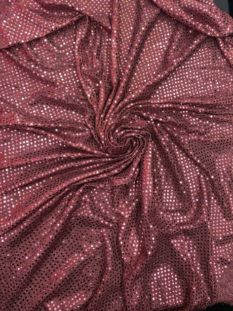 Burgundy Small Confetti Sequin Polyester Fabric - Burgundy Confetti Dot Sequin, 42" Width (1 Yard)