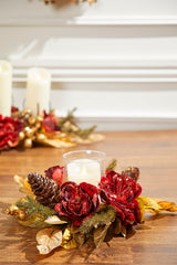 14" Gold Peony Laurel Candle Holder