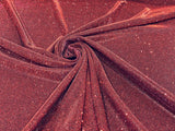Burgundy Moon Shadow Shimmer Glitter Fabric - Burgundy, Full Glitter Covered Shimmer, 58/60" Wide (1 Yard)