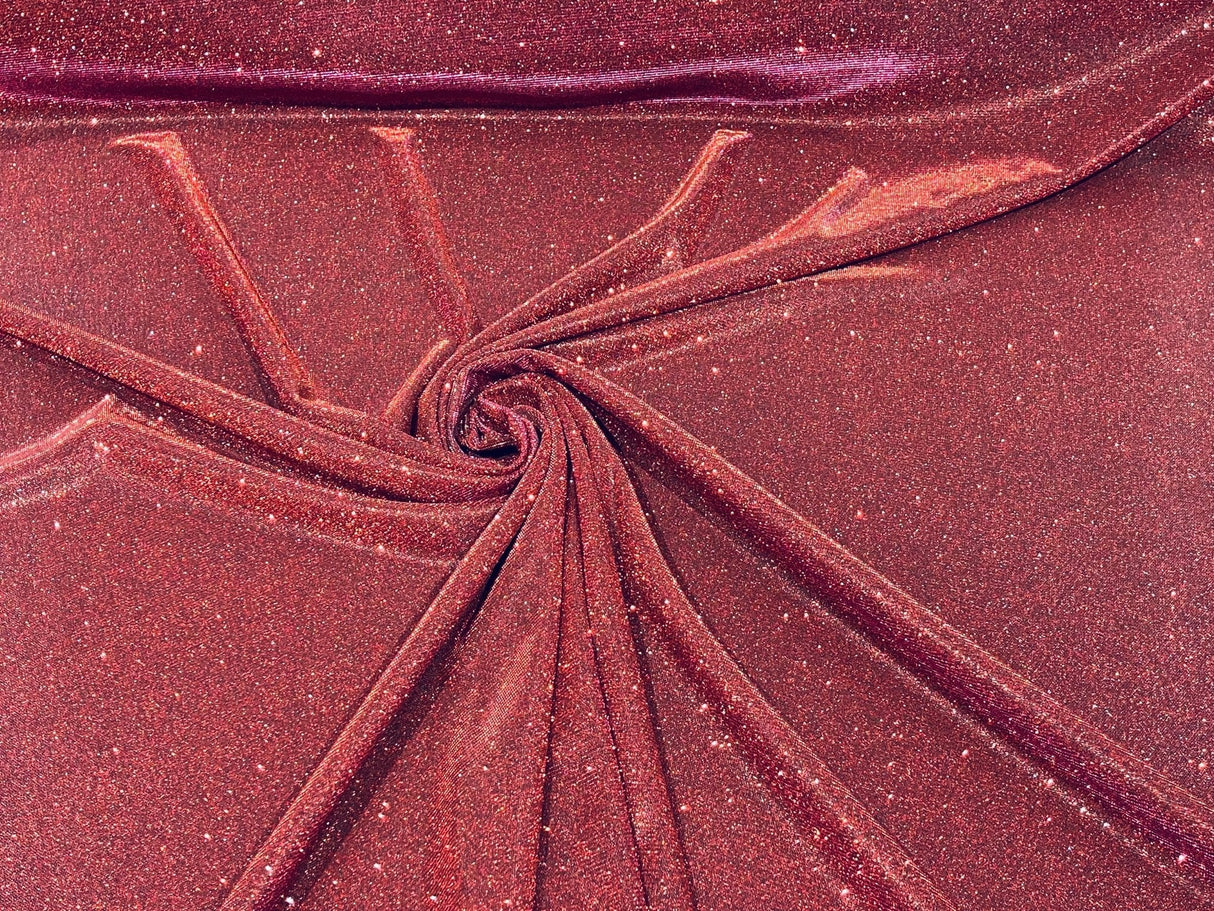 Burgundy Moon Shadow Shimmer Glitter Fabric - Burgundy, Full Glitter Covered Shimmer, 58/60" Wide (1 Yard)