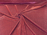 Burgundy Moon Shadow Shimmer Glitter Fabric - Burgundy, Full Glitter Covered Shimmer, 58/60" Wide (1 Yard)
