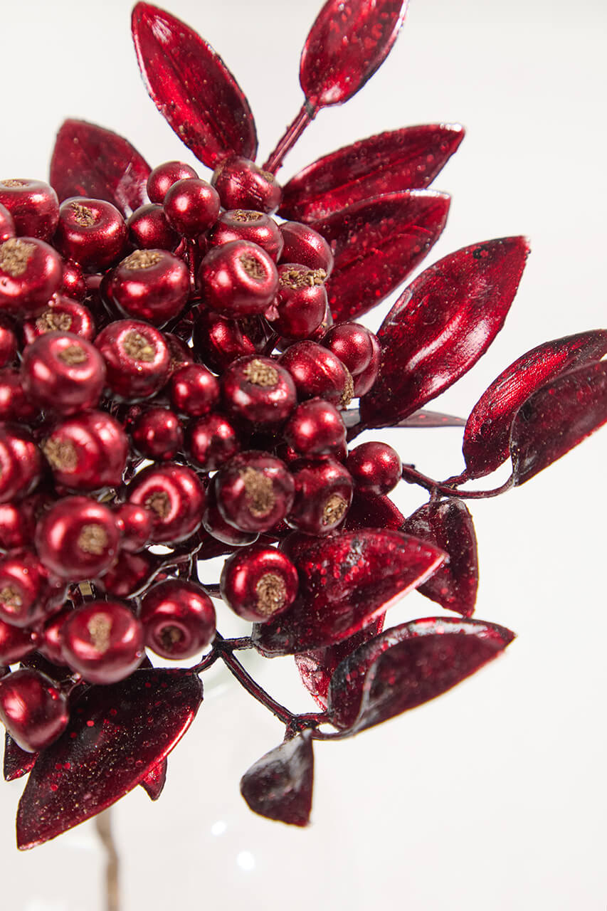 14" Burgundy Berry Bunch Metallic Stem