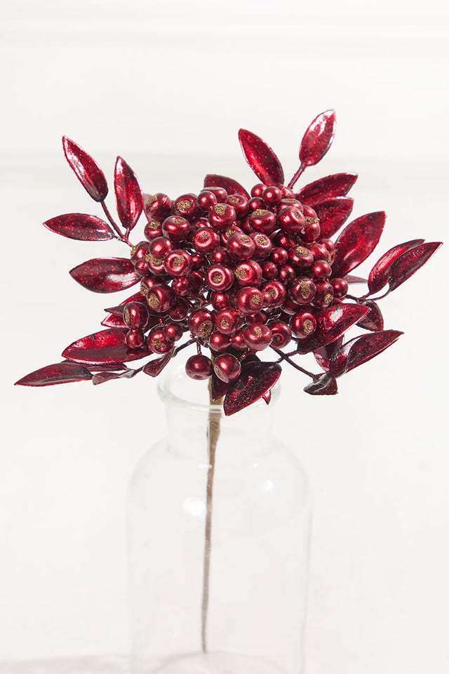 14" Burgundy Berry Bunch Metallic Stem