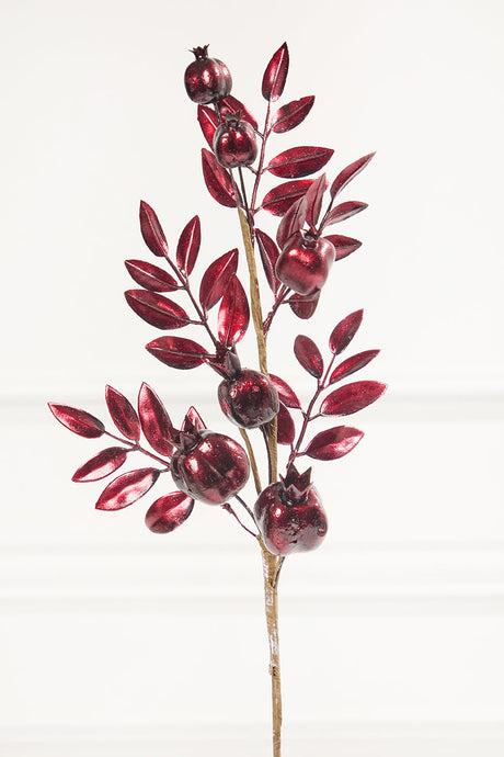 26" Burgundy Metallic Pomegranate Stem