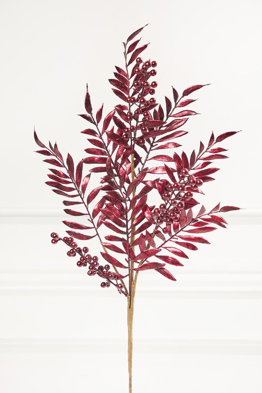 30" Burgundy Metallic Pepperberry Stem