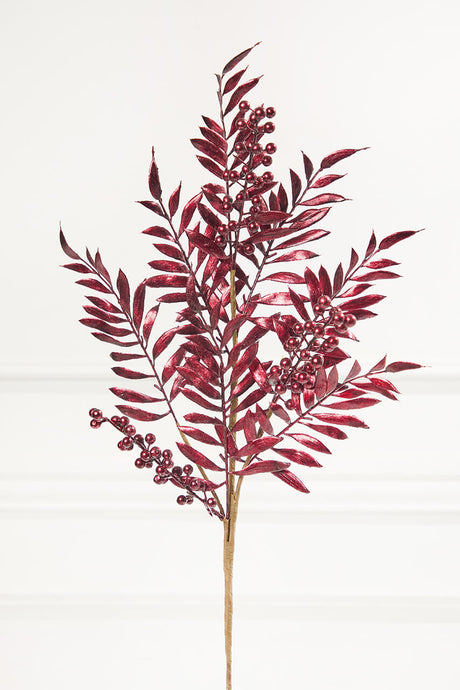30" Burgundy Metallic Pepperberry Stem