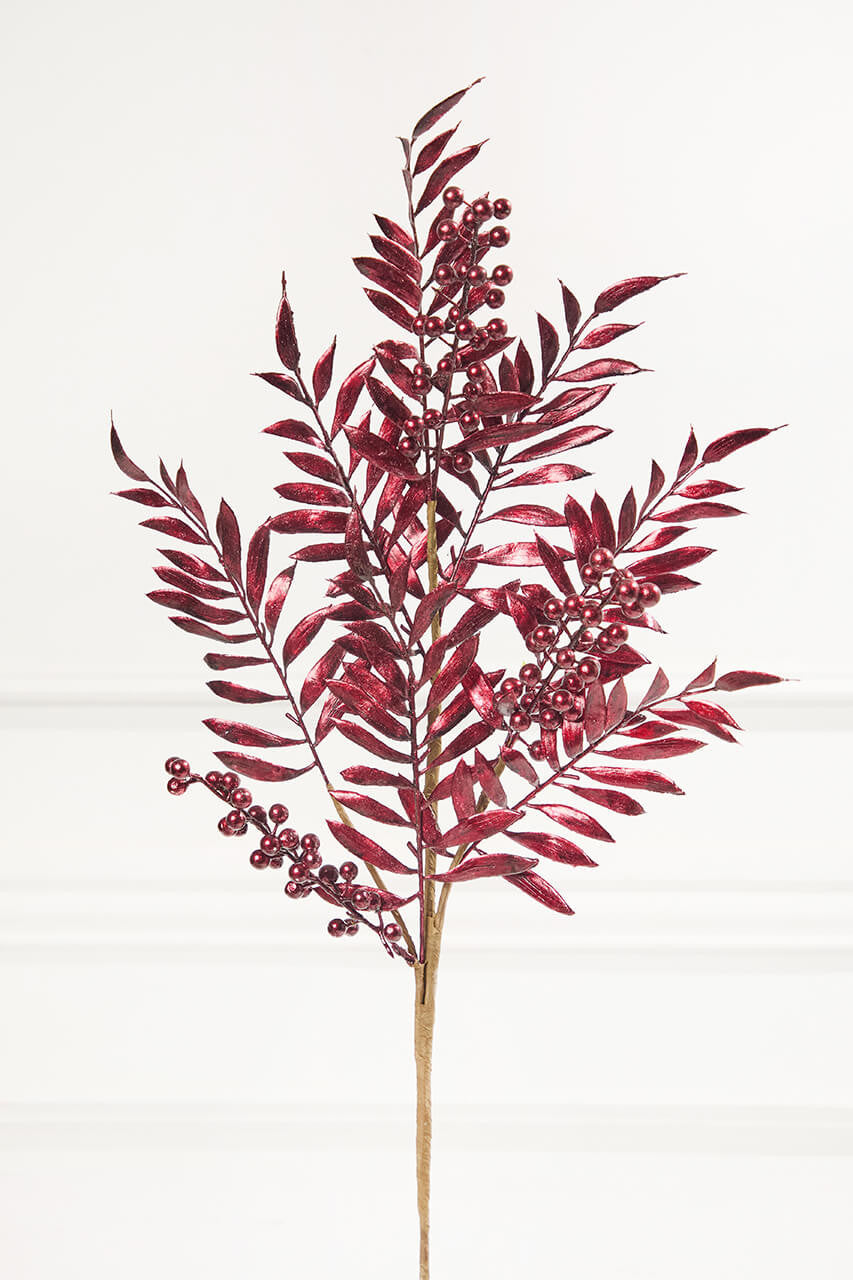 30 Inch Burgundy Metallic Pepperberry Stem