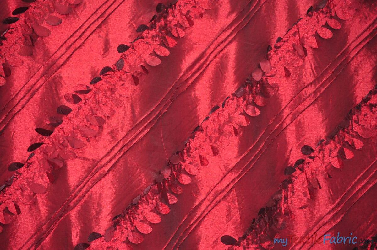 Forest Taffeta Embroidery Polyester Fabric - Hanging Leaf Pattern, 54" Width, Multiple Colors (1 Yard)