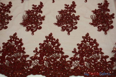 Camilla Embroidery Polyester Fabric - Flower Embroidery With Sequins, Sheer Bridal Lace, 52" Width (1 Yard)