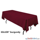 Banquet Polyester Fabric - 60" X 108", Solid Color Tablecloth, 180 GSM (By Piece)