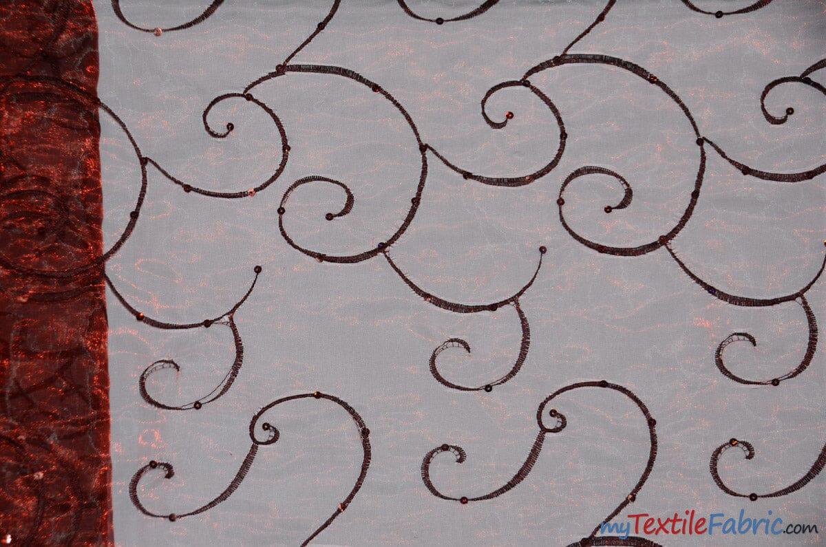 Ferial Organza Embroidery Polyester Fabric - Embroidered Floral Sheer With Sequins, 52/54" Width, Multiple Colors (1 Yard)