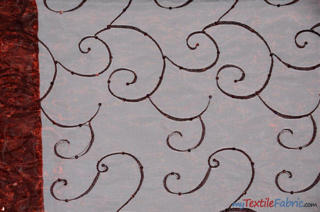 Ferial Organza Embroidery Polyester Fabric - Embroidered Floral Sheer With Sequins, 52/54" Width, Multiple Colors (1 Yard)