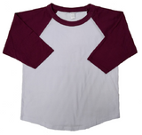 Lucky Friends 100 Percent Cotton Raglan Fabric - White Body, Navy Sleeves, Youth, 3/4 Sleeve (1 Unit)