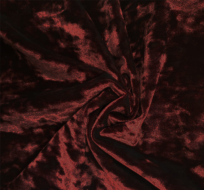 Stretch Crushed Velvet Spandex Fabric - Burgundy, 58/60" Width