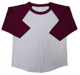 Lucky Friends Youth Raglan Cotton Fabric - Burgundy, White Body, Burgundy Sleeves, 3/4 Sleeve (1 Shirt)