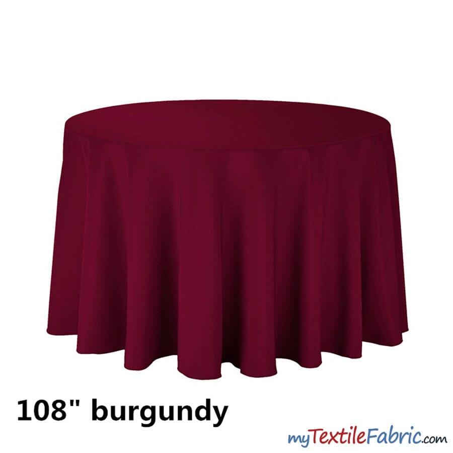 108 Inch Round Polyester Seamless Tablecloth Fabric - Solid Color, 108" Diameter (By Piece)
