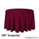 108 Inch Round Polyester Seamless Tablecloth Fabric - Solid Color, 108" Diameter (By Piece)