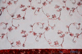 Dahlia Organza Embroidery Polyester Fabric - Embroidered Floral Sheer With Sequins Embellishment, 54" Width (1 Yard)