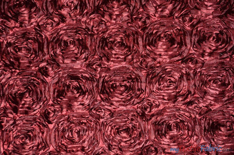 Rosette Satin Polyester Fabric - 3D Satin Floral Embroidery, 52/54" Width (Yards, Bolts, Sample Swatch)
