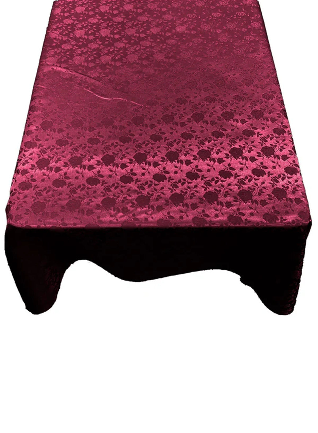 Square Tablecloth Roses Jacquard Satin Fabric - Floral Rose Pattern, 54" X 54" (1 Piece)