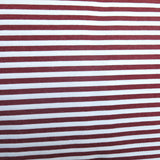 Cotton Lycra Burgundy and White 1/4" Stripe Knit Fabric