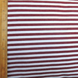 Cotton Lycra Burgundy and White 1/4" Stripe Knit Fabric